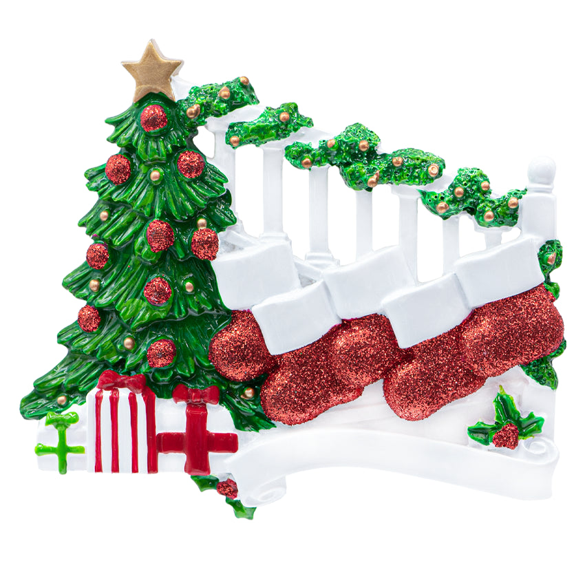 Custom Stocking Family of 5 People Christmas Ornament