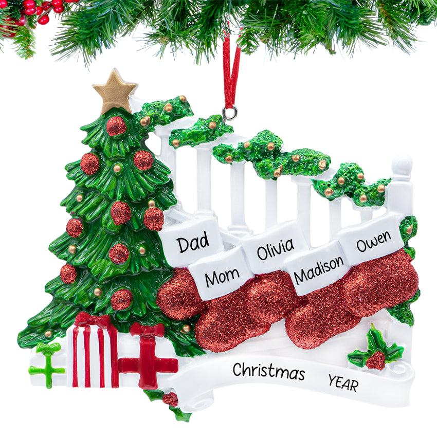 Custom Stocking Family of 5 People Christmas Ornament