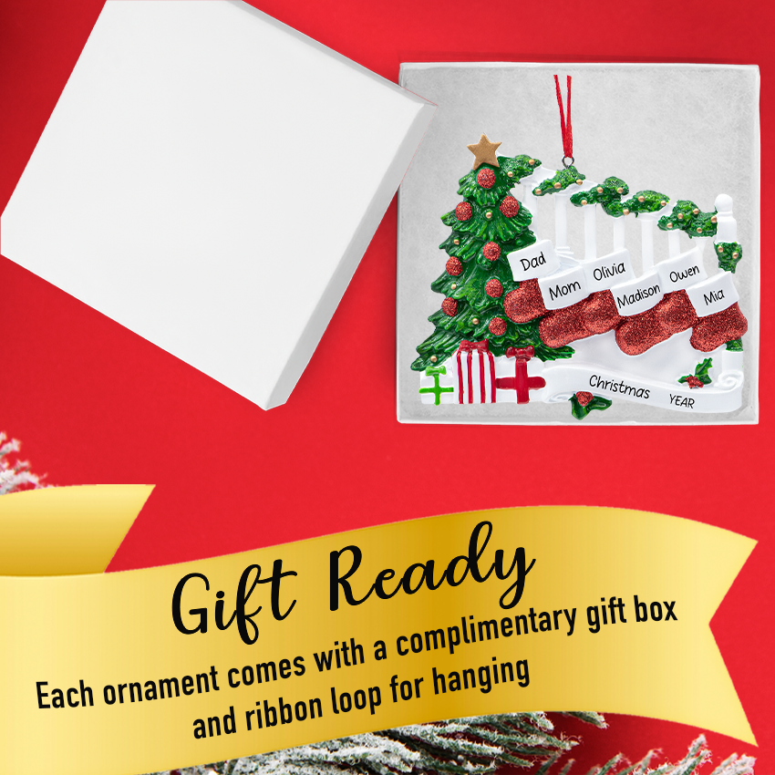 Custom Stocking Family of 6 People Christmas Ornament