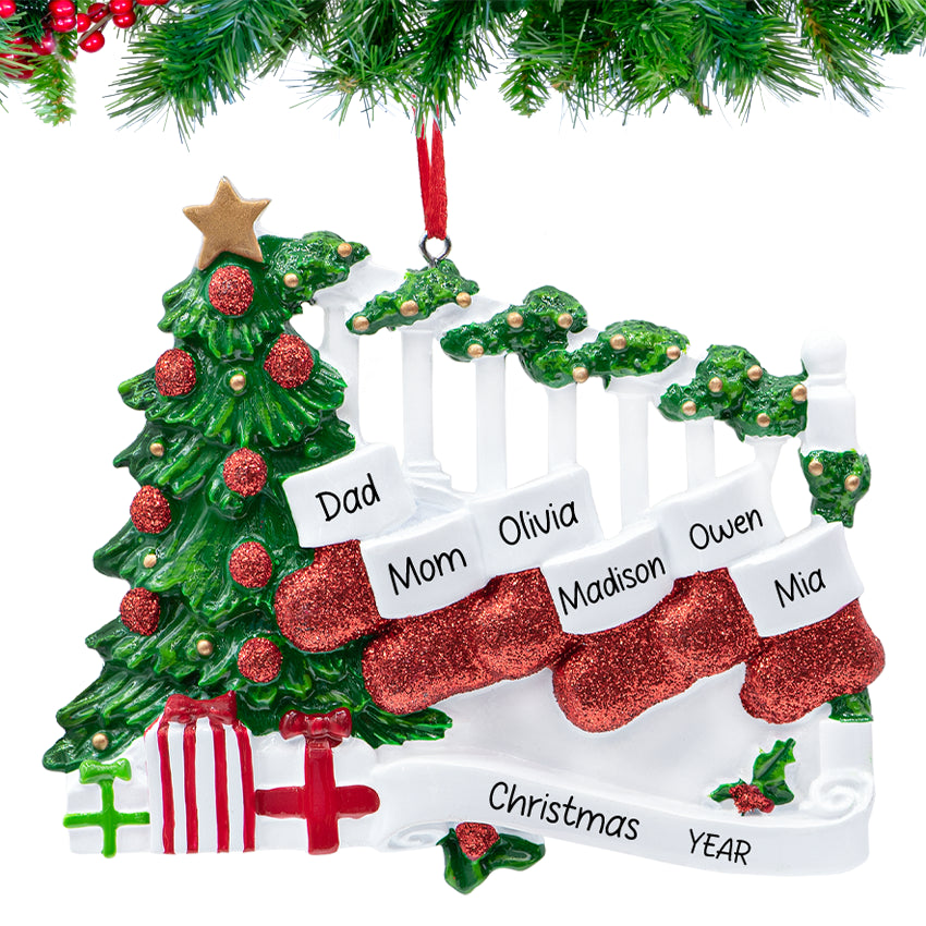 Custom Stocking Family of 6 People Christmas Ornament