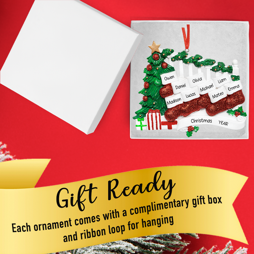 Custom Stocking Family of 9 People Christmas Ornament