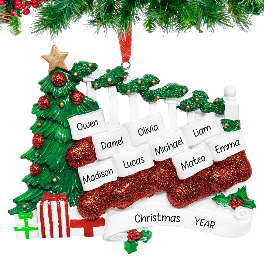 Custom Stocking Family of 9 People Christmas Ornament
