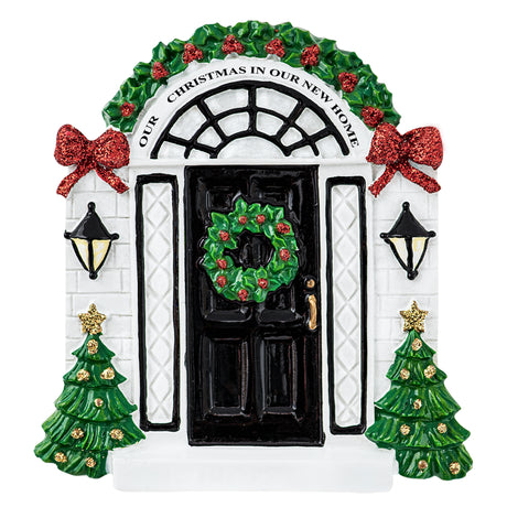 Personalized New Home / Black Door Christmas Ornament