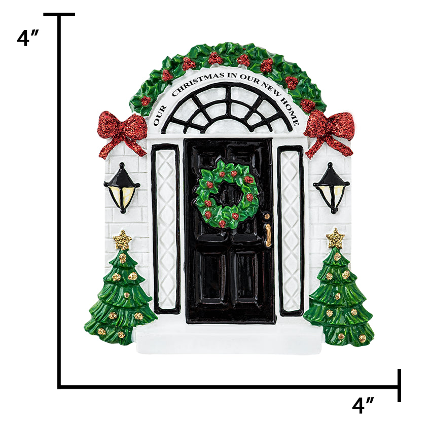 Personalized New Home / Black Door Christmas Ornament