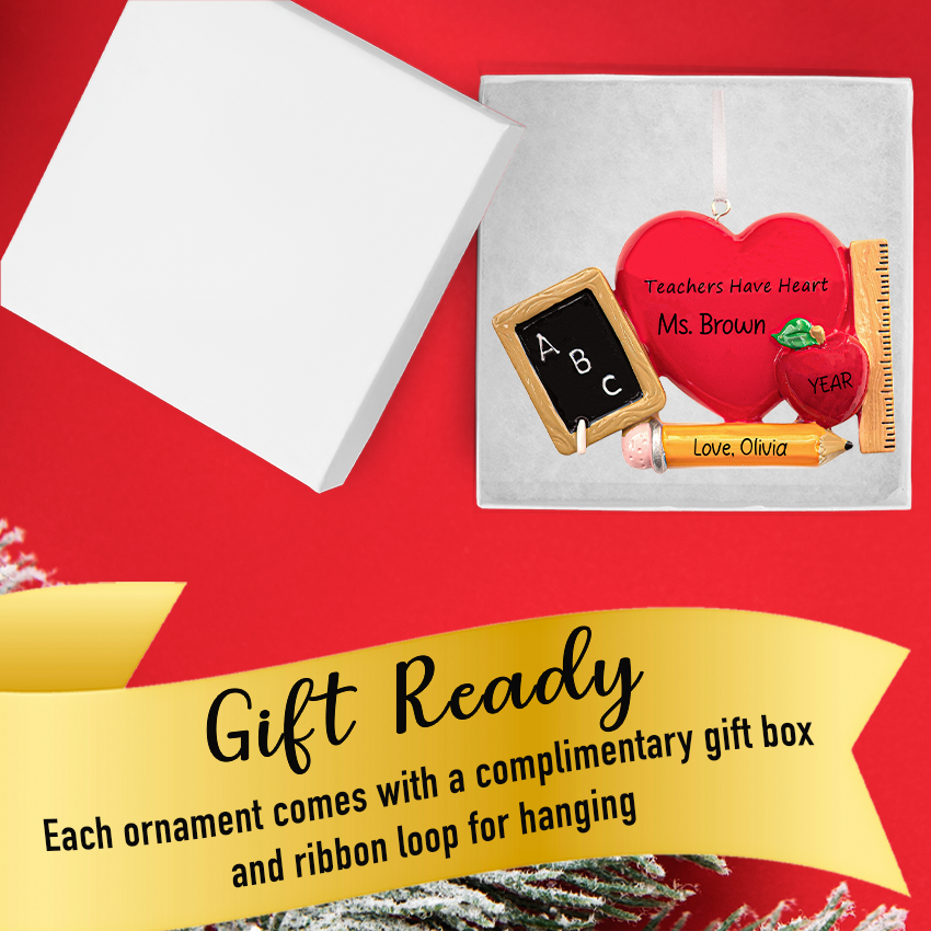 Personalized Teachers Have Heart Christmas Ornament