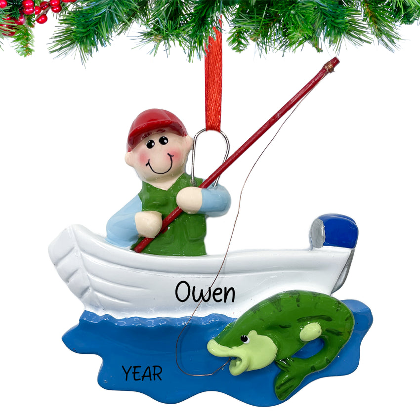 Personalized Fisherman Christmas Ornament