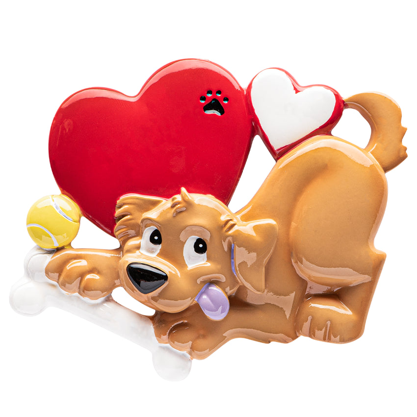 Personalized Dog Christmas Ornament with Hearts & Bone