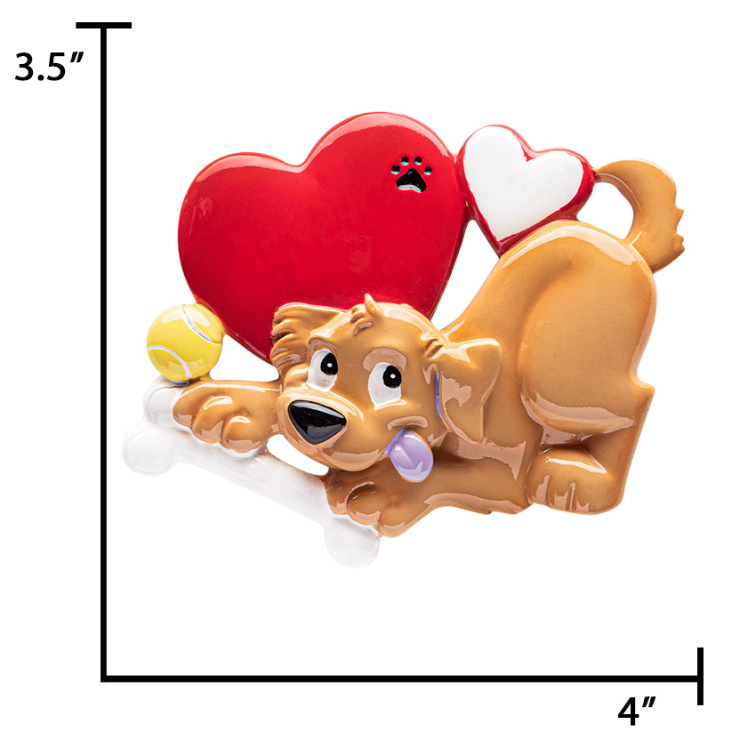 Personalized Dog Christmas Ornament with Hearts & Bone