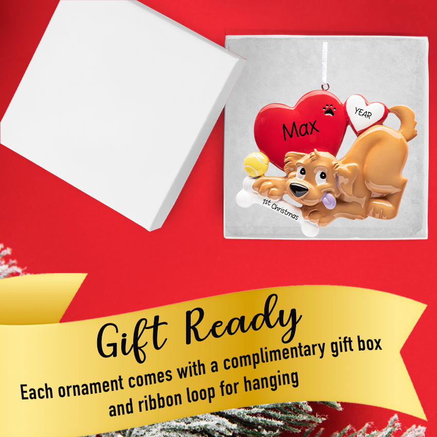 Custom dog Christmas ornament, a delightful decoration to honor your beloved pet this holiday.