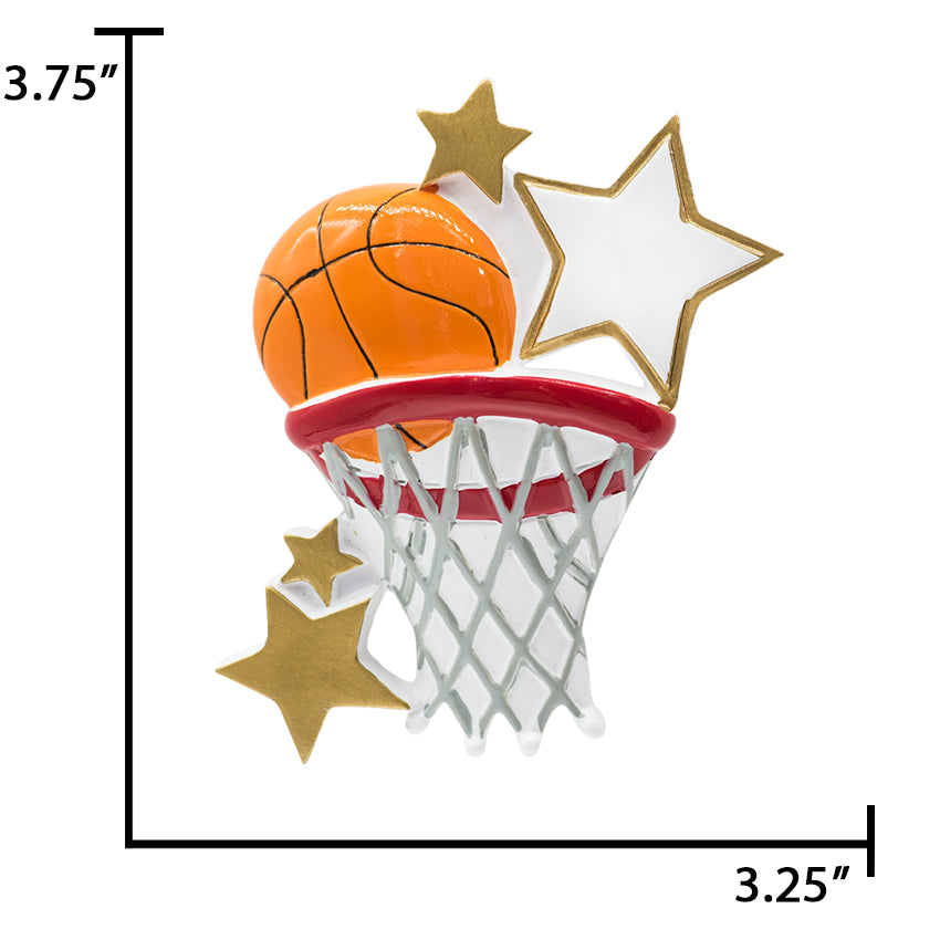 Personalized Baskeball Christmas Ornament - Ball with Gold Stars