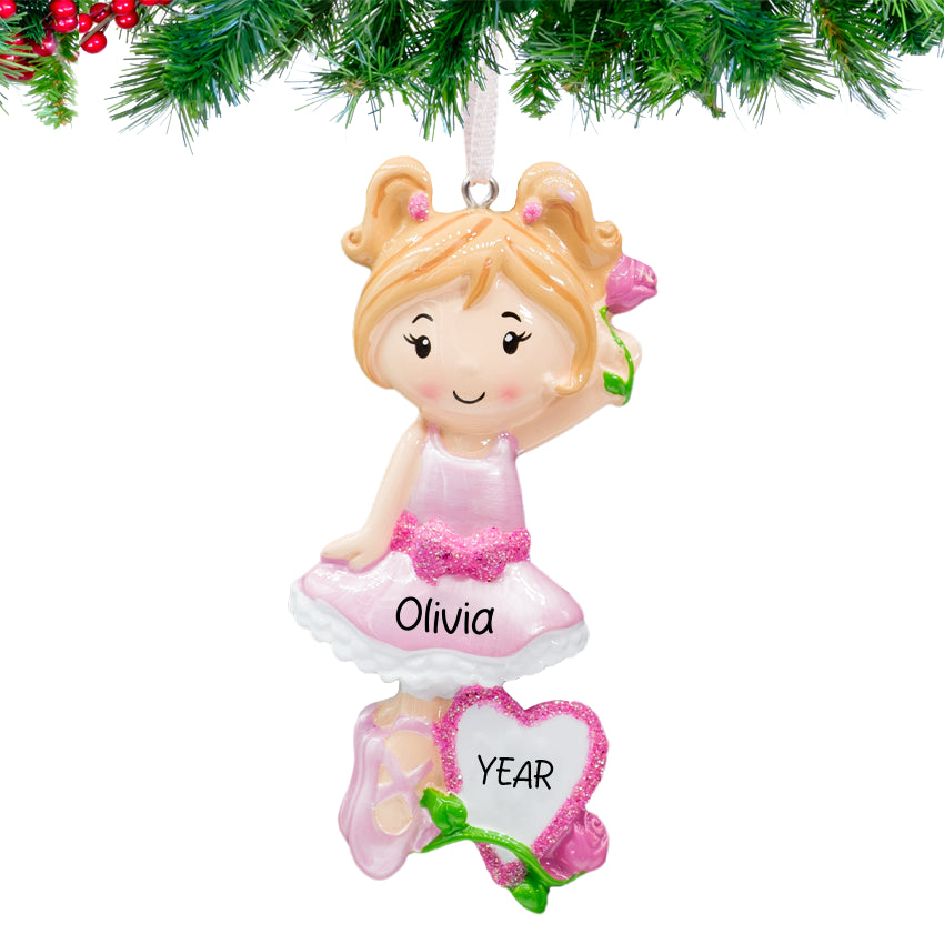 Personalized Ballet Girl Christmas Ornament / Pink Ballerina