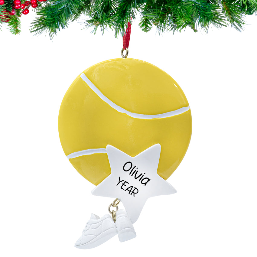 Personalized red boxing gloves ornament with hand‑lettered name and 2025 tag