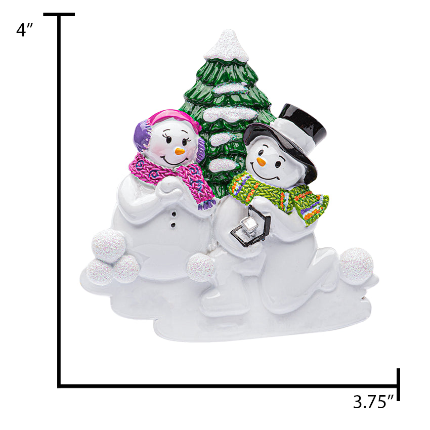 Personalized Engagement Snowman Christmas Ornament