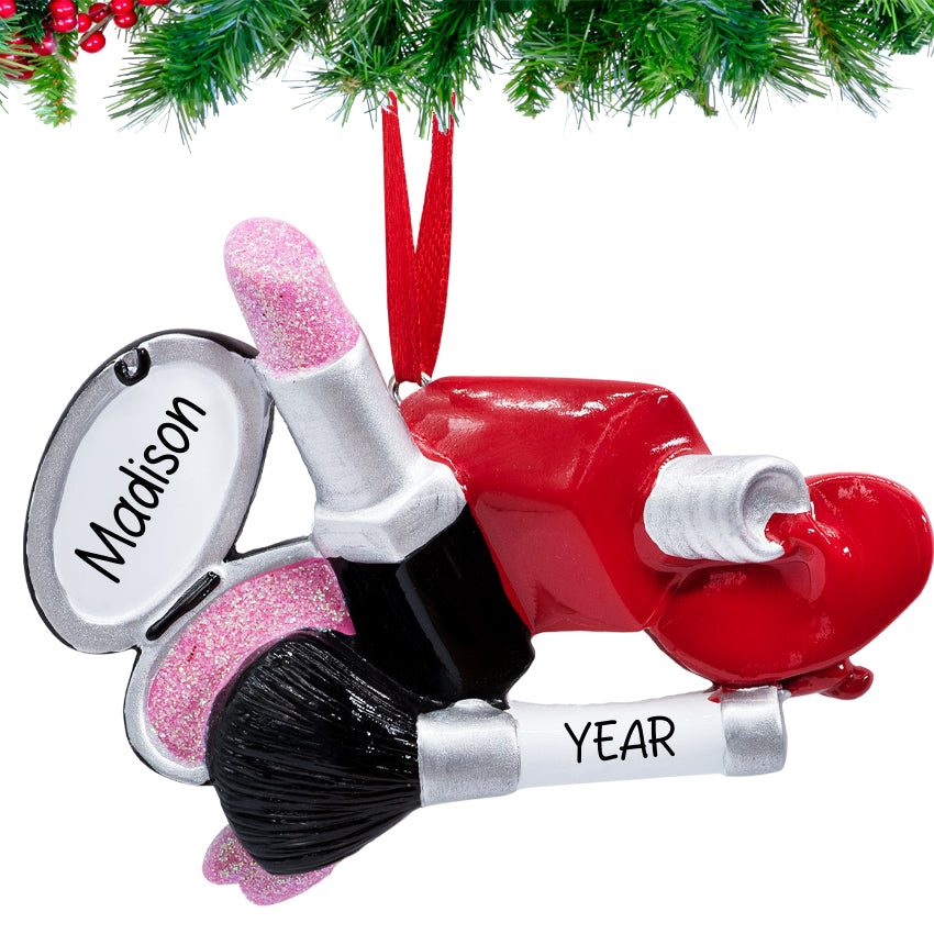 Customized makeup ornament with add artist name or message + year