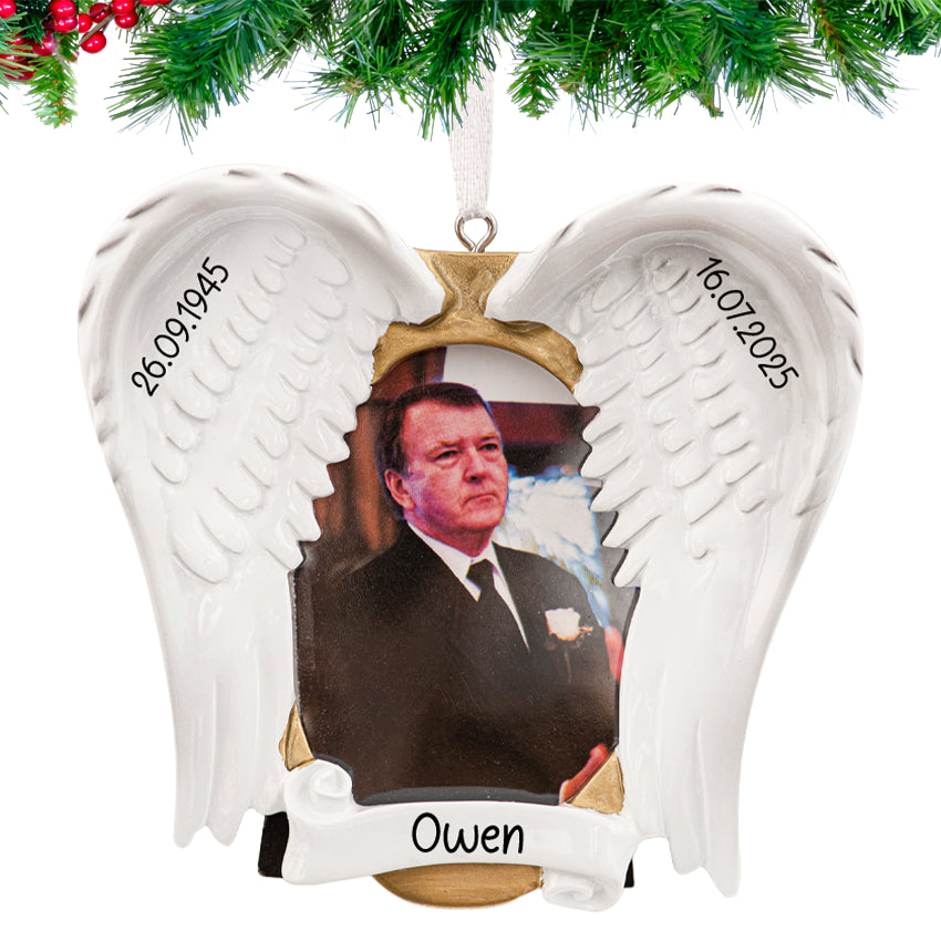 Custom Angel Wings Memorial Picture Frame Christmas Ornament