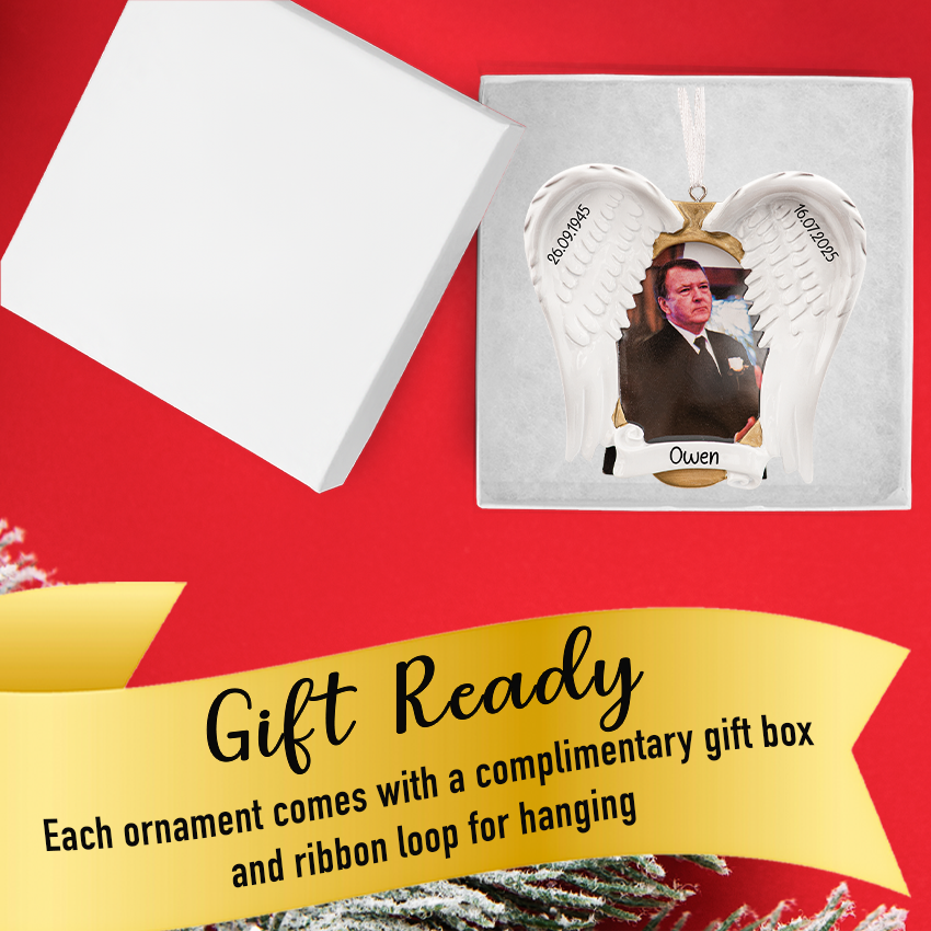 Custom Angel Wings Memorial Picture Frame Christmas Ornament
