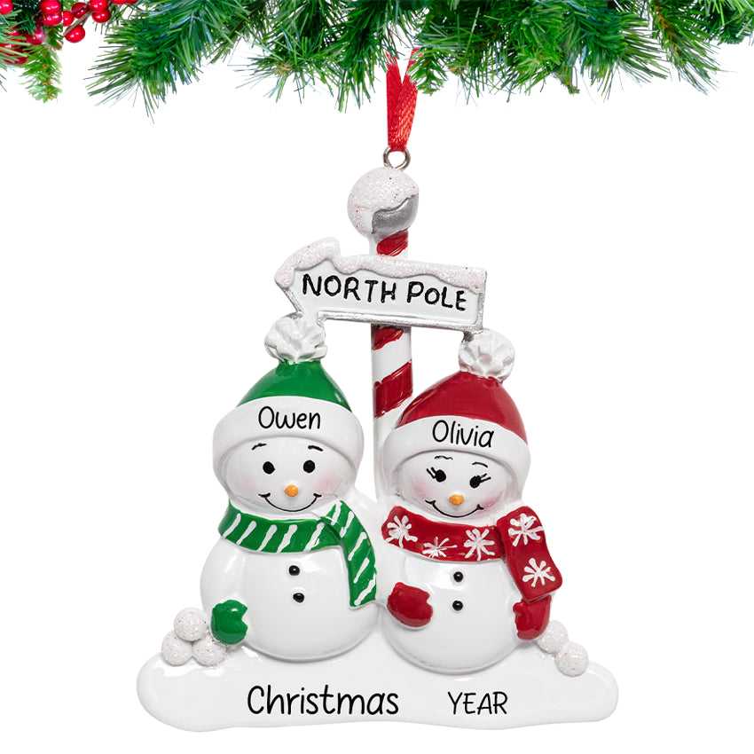 Personalized Snowman Couple Christmas Tree Ornament