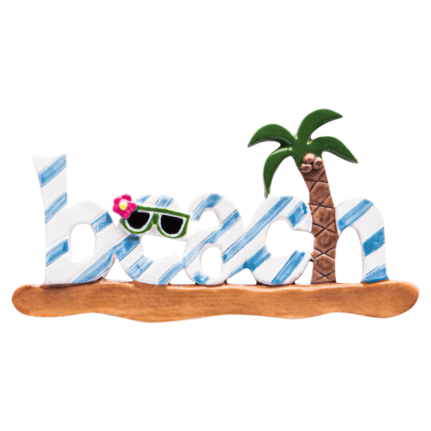 Personalized Beach Christmas Ornament / Beach Sign With Palm