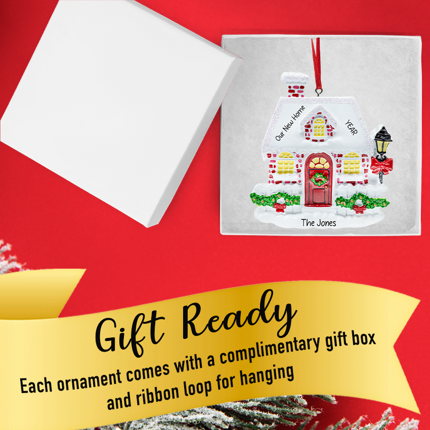 Personalized New House Christmas Ornament Snowy / Red