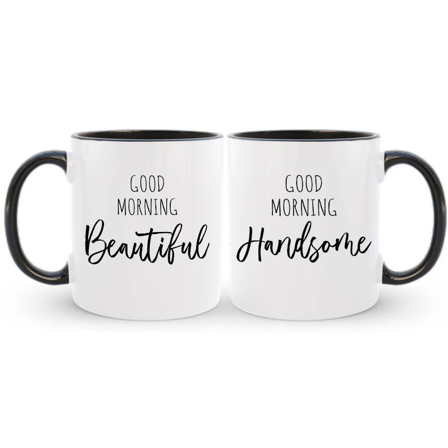 Couple good morning coffee mug set, a sweet gift to start each day with love and warmth.