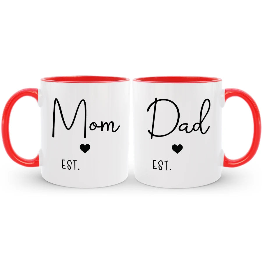 Custom mom and dad coffee mugs, a personalized gift to celebrate their love and shared moments.