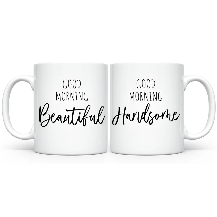 Good morning mugs for boyfriend and girlfriend, a sweet gift to brighten their mornings together.