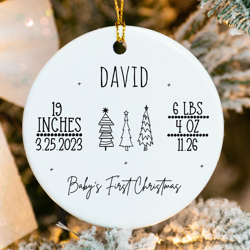 Tree-Themed - Personalized Baby's First Christmas Trees Design Ornament Birth Stats ORN026.BABY