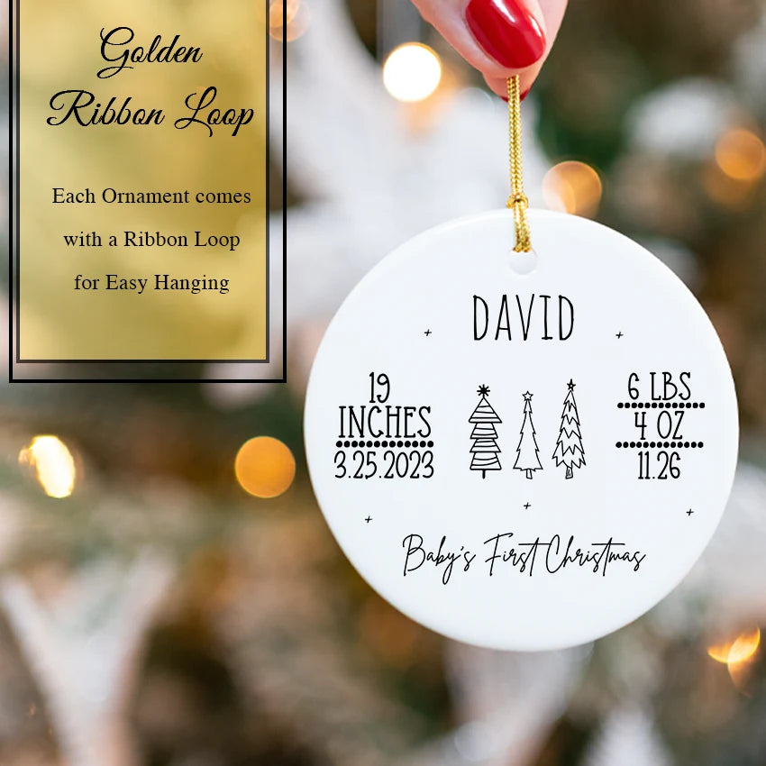 Tree-Themed - Personalized Baby's First Christmas Trees Design Ornament with Ribbon ORN026.BABY