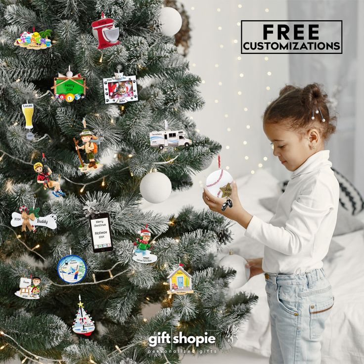 Child front of the christmas three showing Best Personalized Gifts 2025