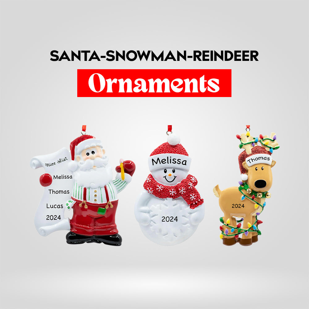 Bring the Christmas with Christmas Themed Ornaments. Santa Snowmann , reindeer & more only at giftshopie