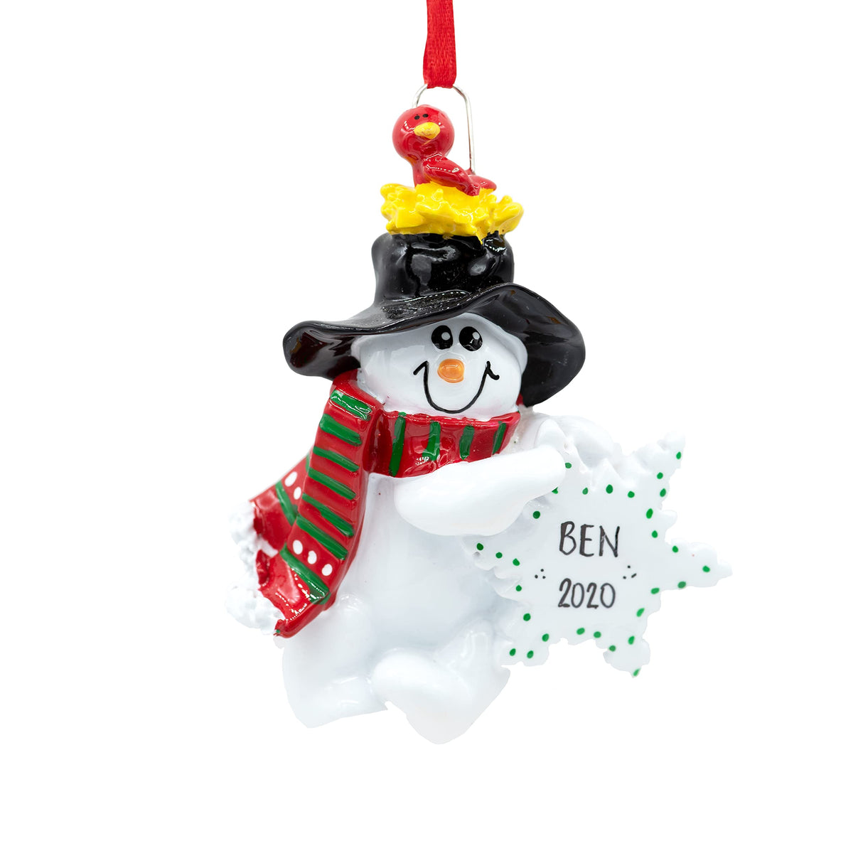 Personalized Bird Nest Snowman Christmas Ornament