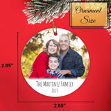 Round ceramic photo ornament's measurement details size 2.85in x 2.85in