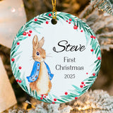 Back of the Bunny Boy ornament showing smooth white gloss finish
