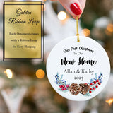 Personalized pinecone ornament nestled in kraft keepsake box lined with tissue