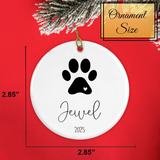 Custom Ceramic Pet Ornament / Dog Paw & Name