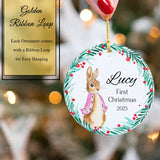 Personalized Baby’s First Christmas Bunny Ornament 2025