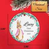 Personalized Baby’s First Christmas Bunny Ornament 2025