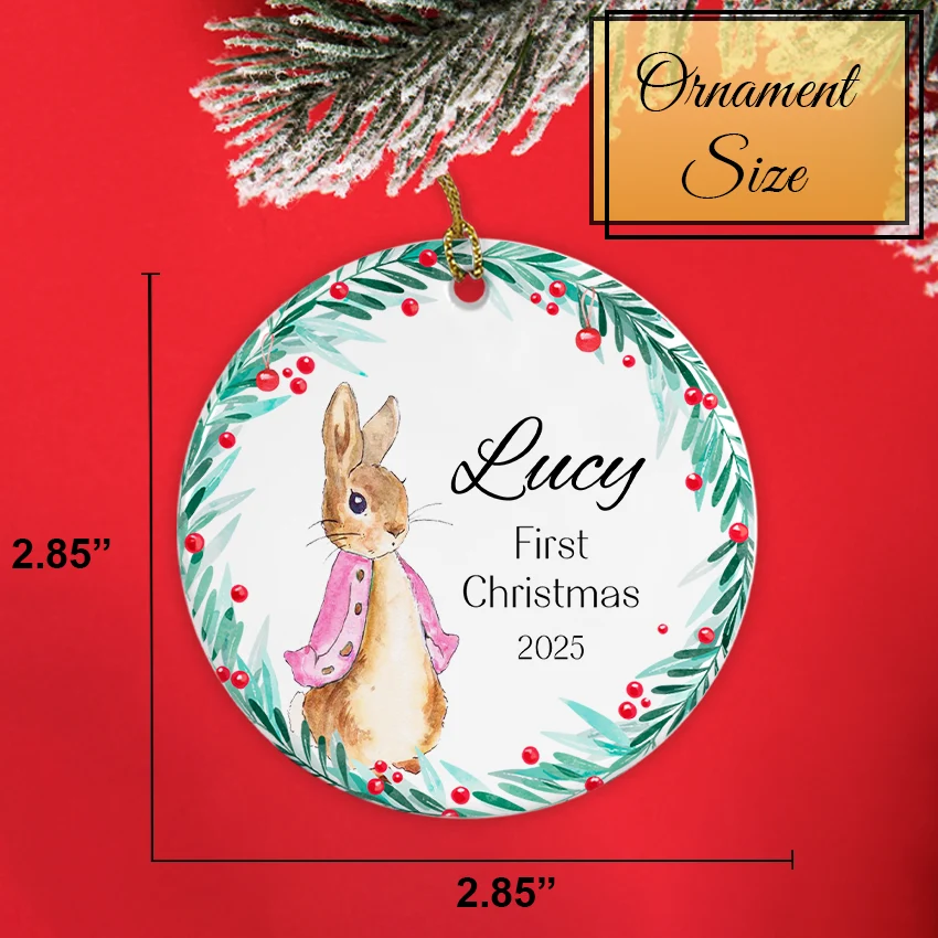 Personalized Baby’s First Christmas Bunny Ornament 2025