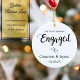 Back of the ornament showing smooth white gloss finish, ready for gifting with golden ribbon loop