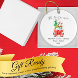 Personalized Christmas Round Ornament - Christmas Car 2025 in a gift box