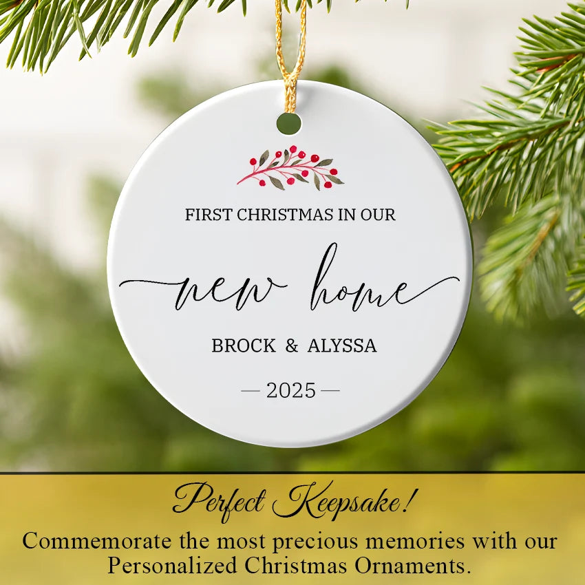 Personalized First Christmas in Our New Home Ornament 2025 keepsake close up