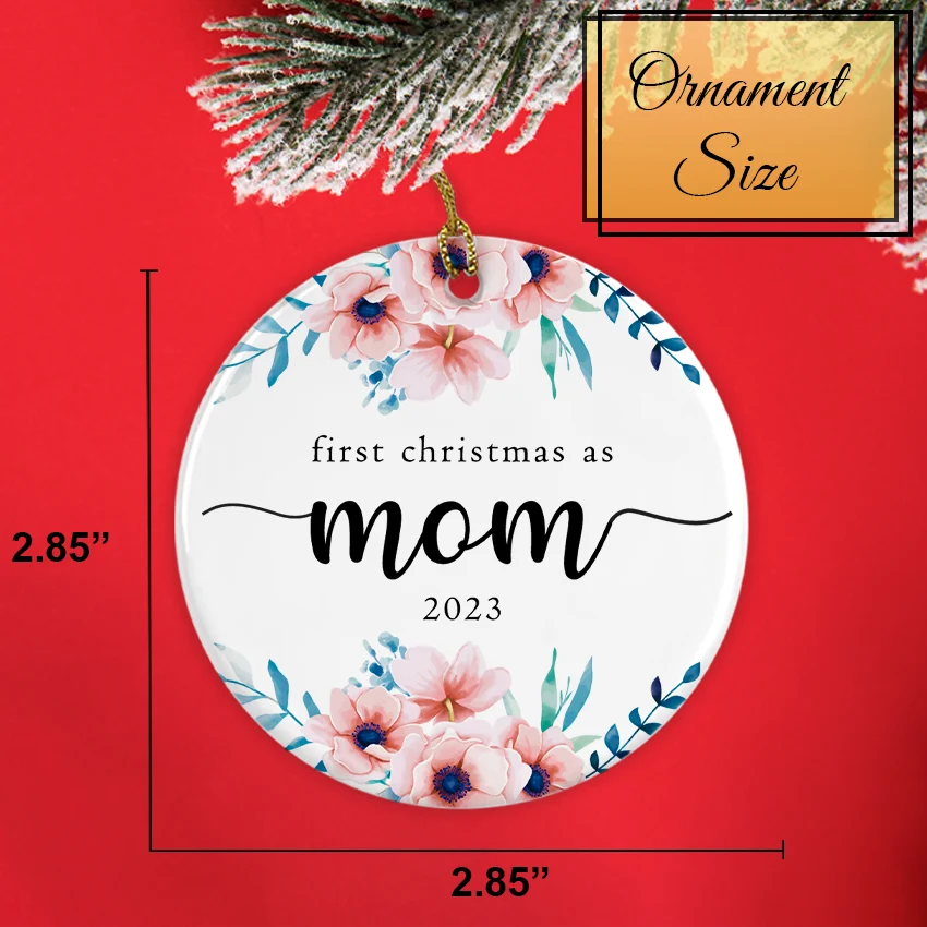 size cart Reverse side of the ornament displaying smooth white ceramic finish and ribbon loop