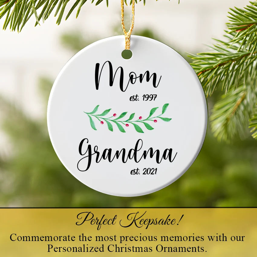 Personalized Estimated Mom & Grandma Christmas Ornament