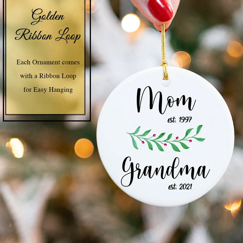 Personalized Estimated Mom & Grandma Christmas Ornament