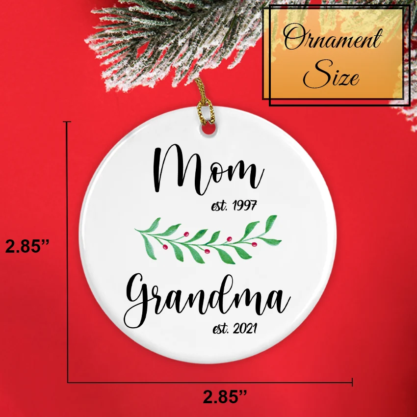 Personalized Estimated Mom & Grandma Christmas Ornament