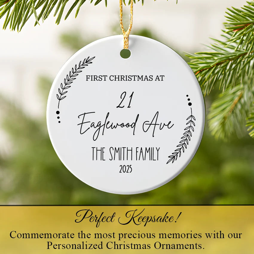 Personalized First Christmas at New Home Ornament 2025 keepsake close up
