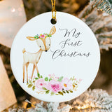 Personalized Round Ceramic Baby Ornament