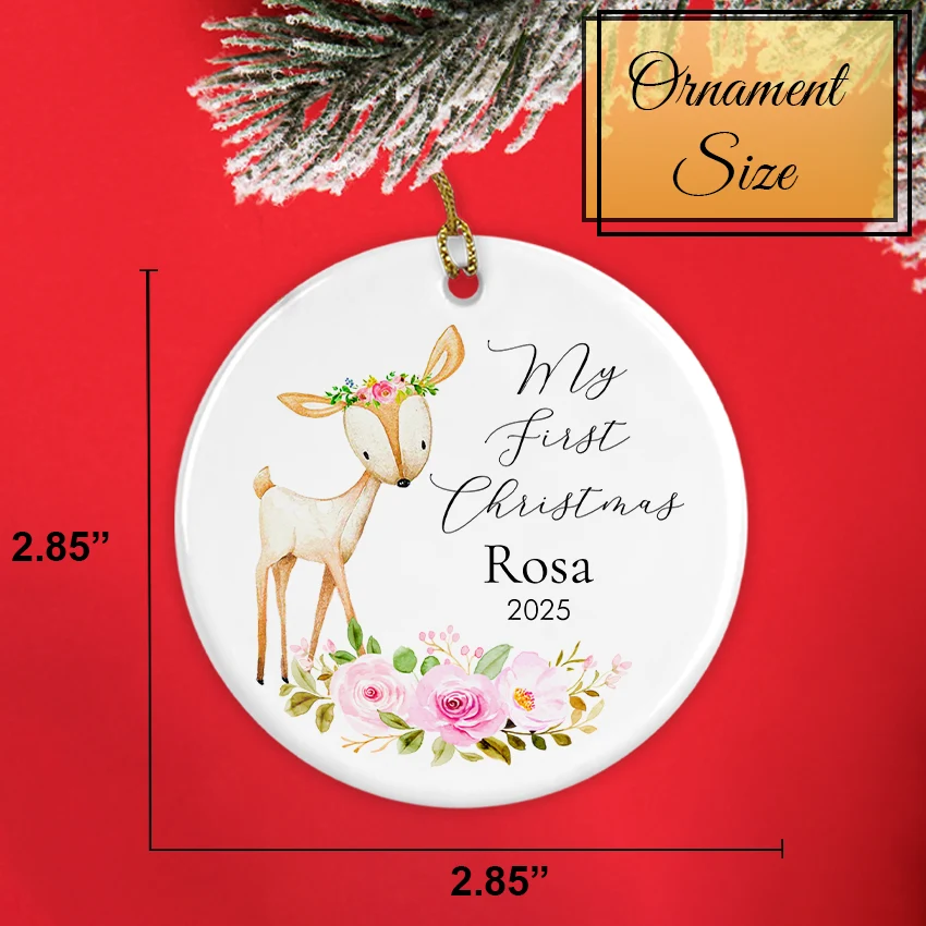 Personalized Round Ceramic Baby Ornament