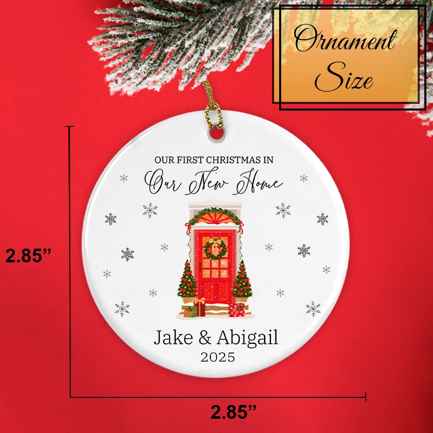 Personalized New Home Ornament - Christmas Door 2025 ornament size 2.85 2.85 inches