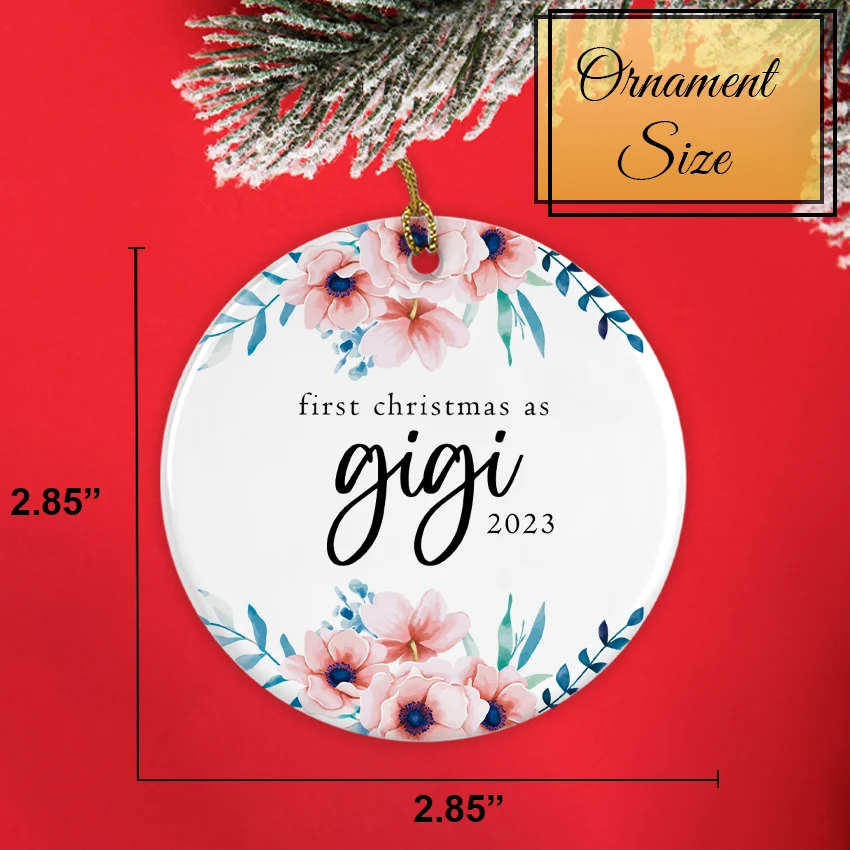 Back of the ornament displaying smooth white ceramic finish and gold ribbon loop